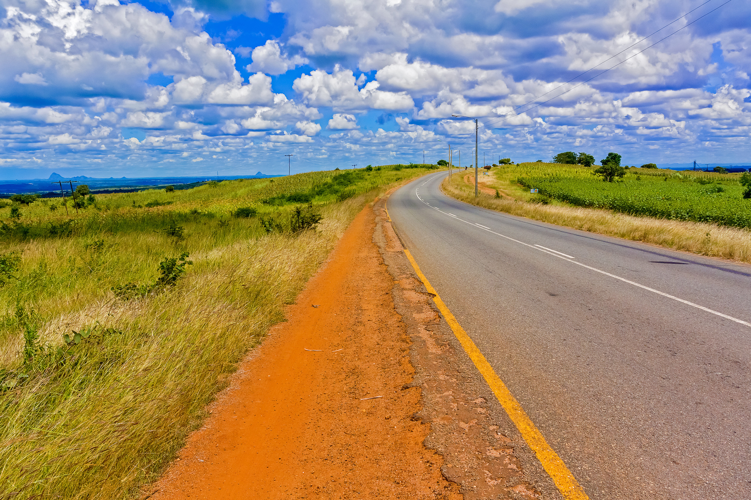countryside landscape and the road to lilongwe the capital of malawi