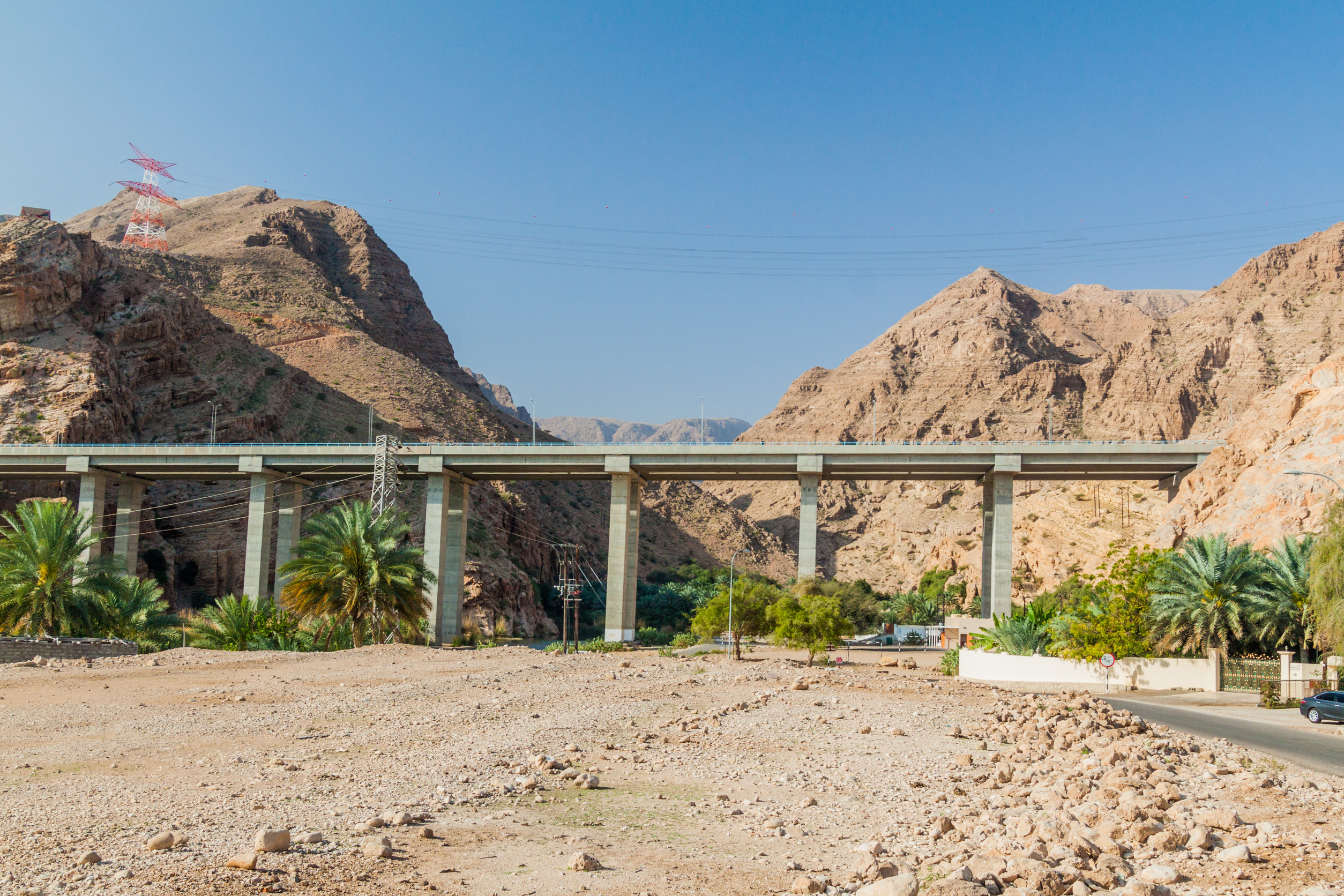 highway bridge over wadi tiwi oman