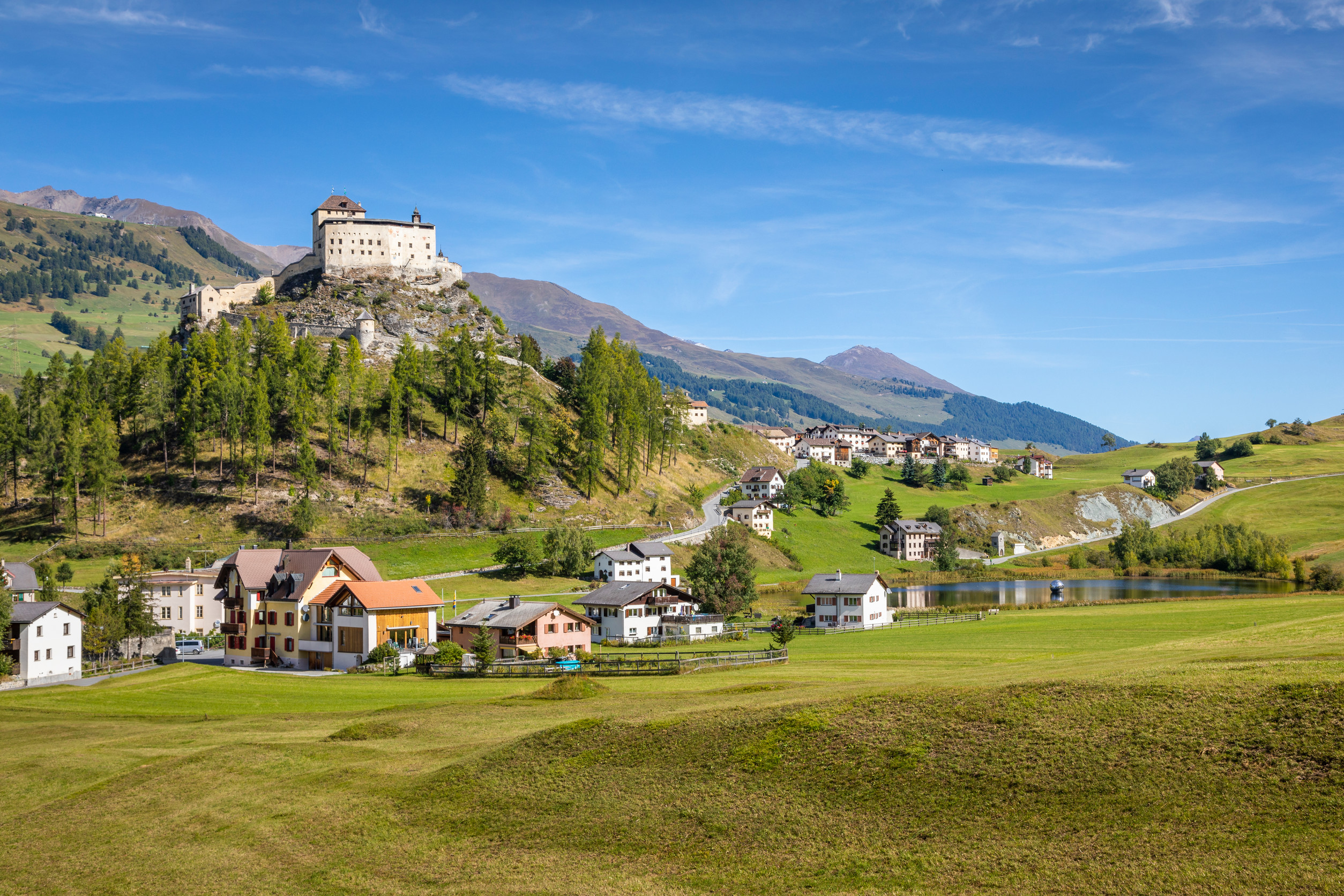 idyllic landscape of scuol tarasp village engadine swiss alps switzerland