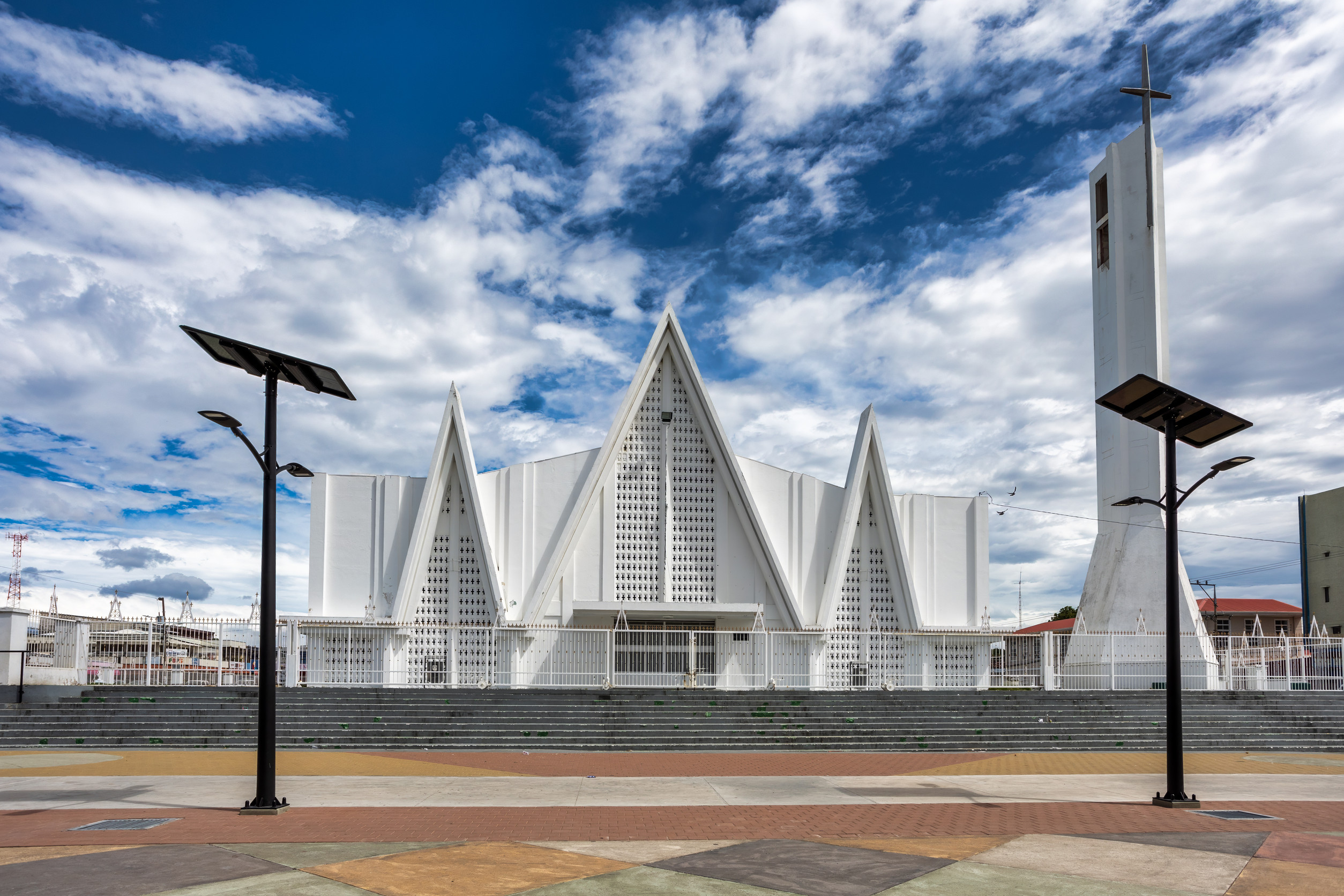 iglesia inmaculada concepcion de maria in the central plaza of liberia cathedral church in costa