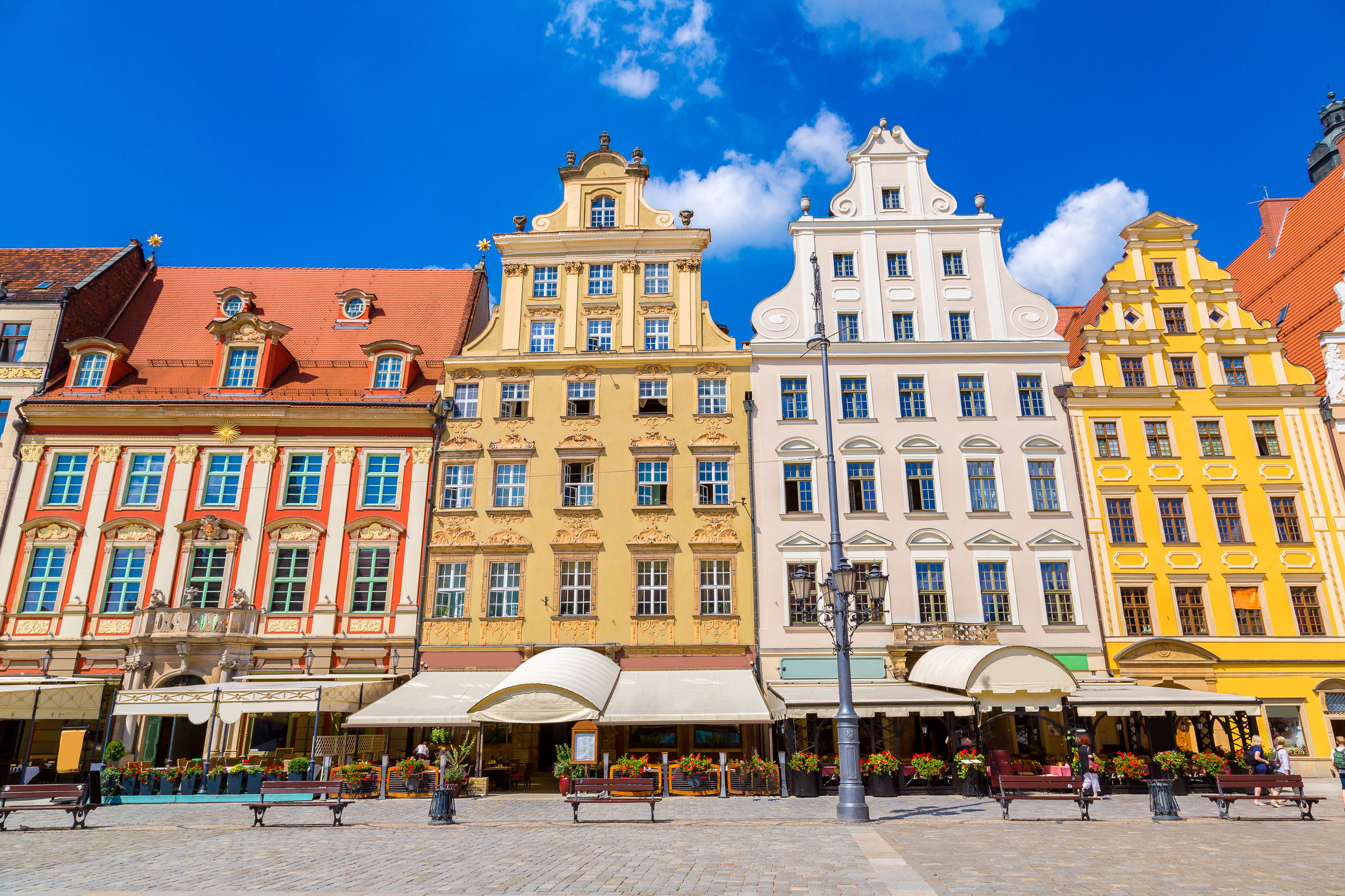 ity center and market square in wroclaw poland in a summer day