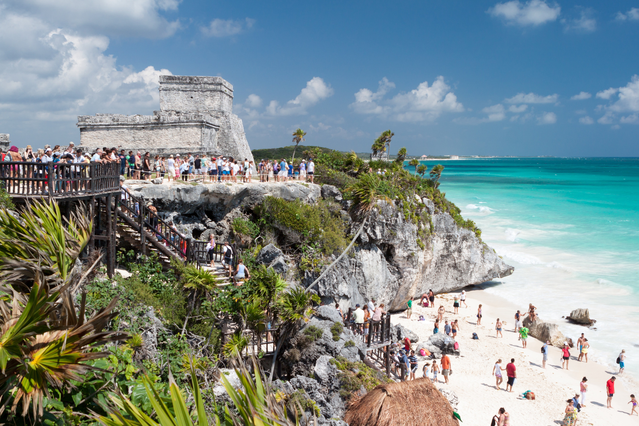 mayan ruins in the ancient city of tulum yucatan mexico