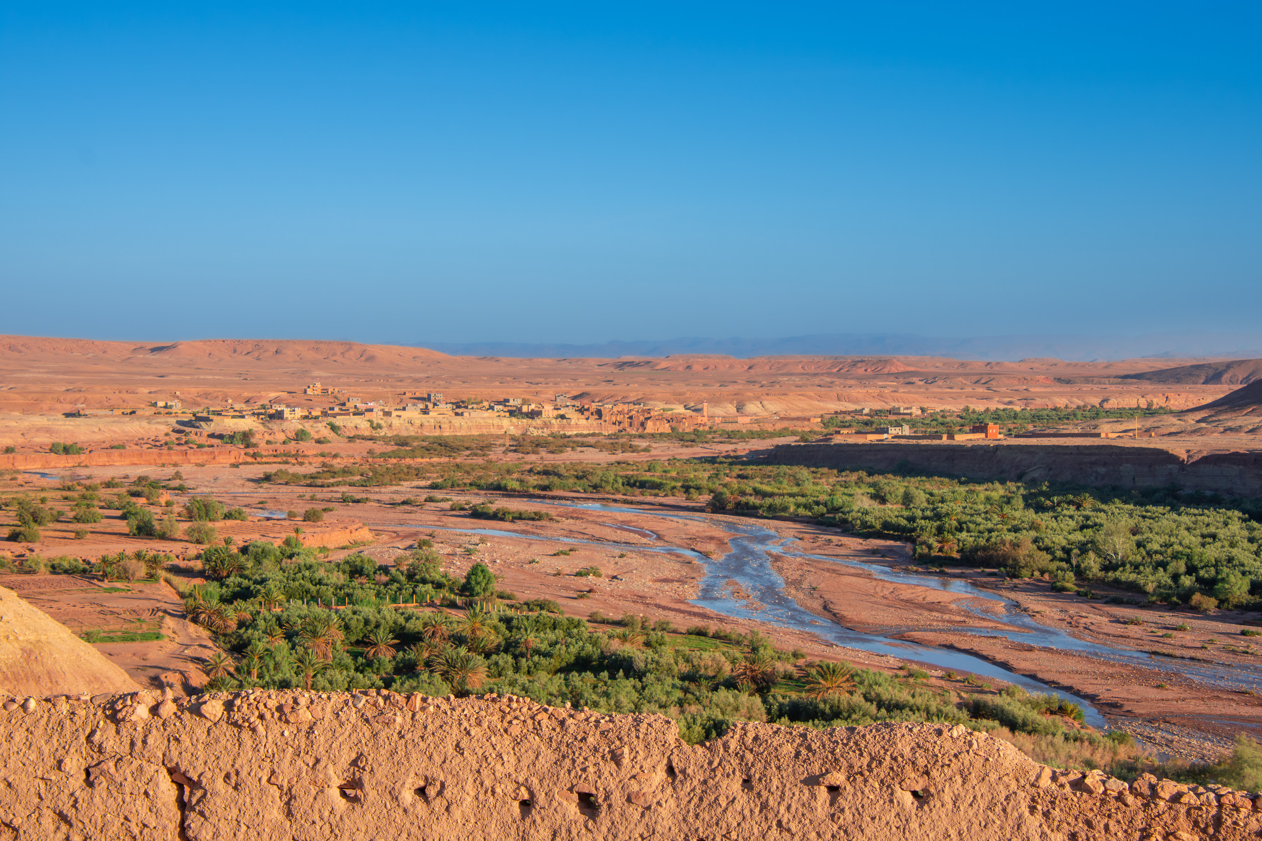 river wadi in morocco near the city of ait ben haddou