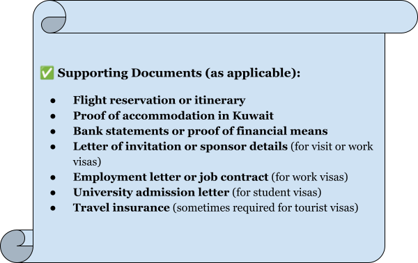 Support Documents Required 