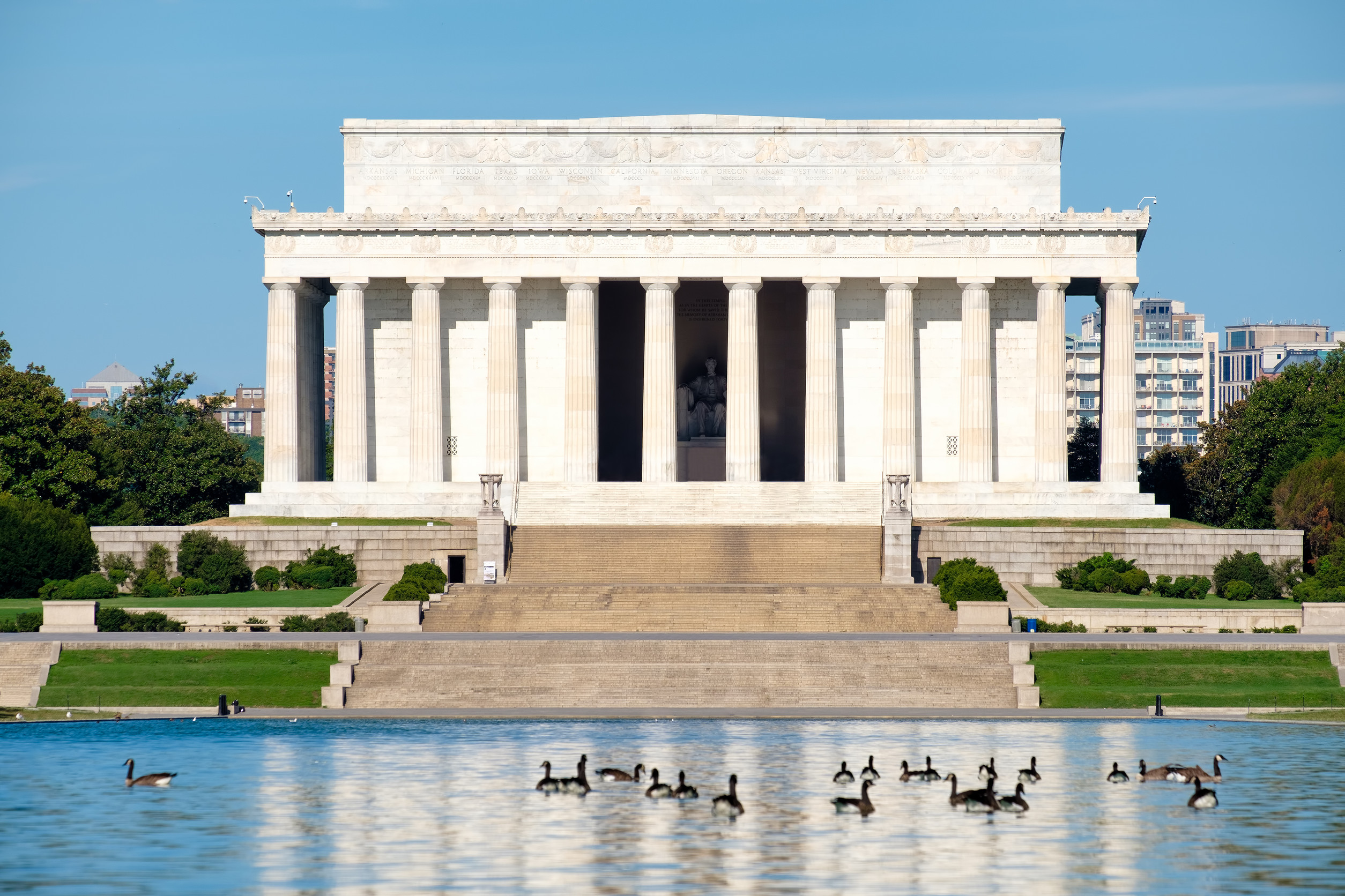 the lincoln memorial in washington d c on a beautiful summer day